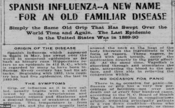 ANALISI DI BORSA OGGI IN EPOCA DI COVID-19 E INFLUENZA SPAGNOLA